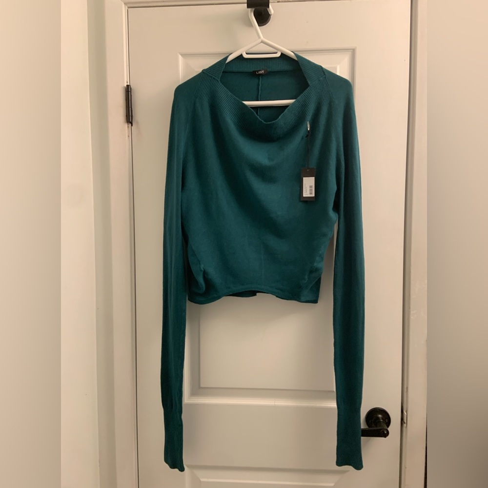 Lush Teal Cowl Neck Sweater - Lush